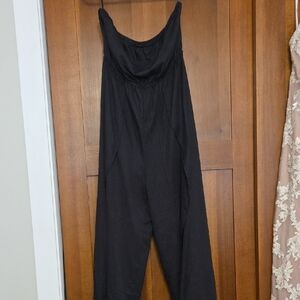 Strapless Black, Split Leg Jumpsuit